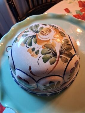 Hand-Painted Floral Ceramic Mold-Dish - White & Green&yellow&blue